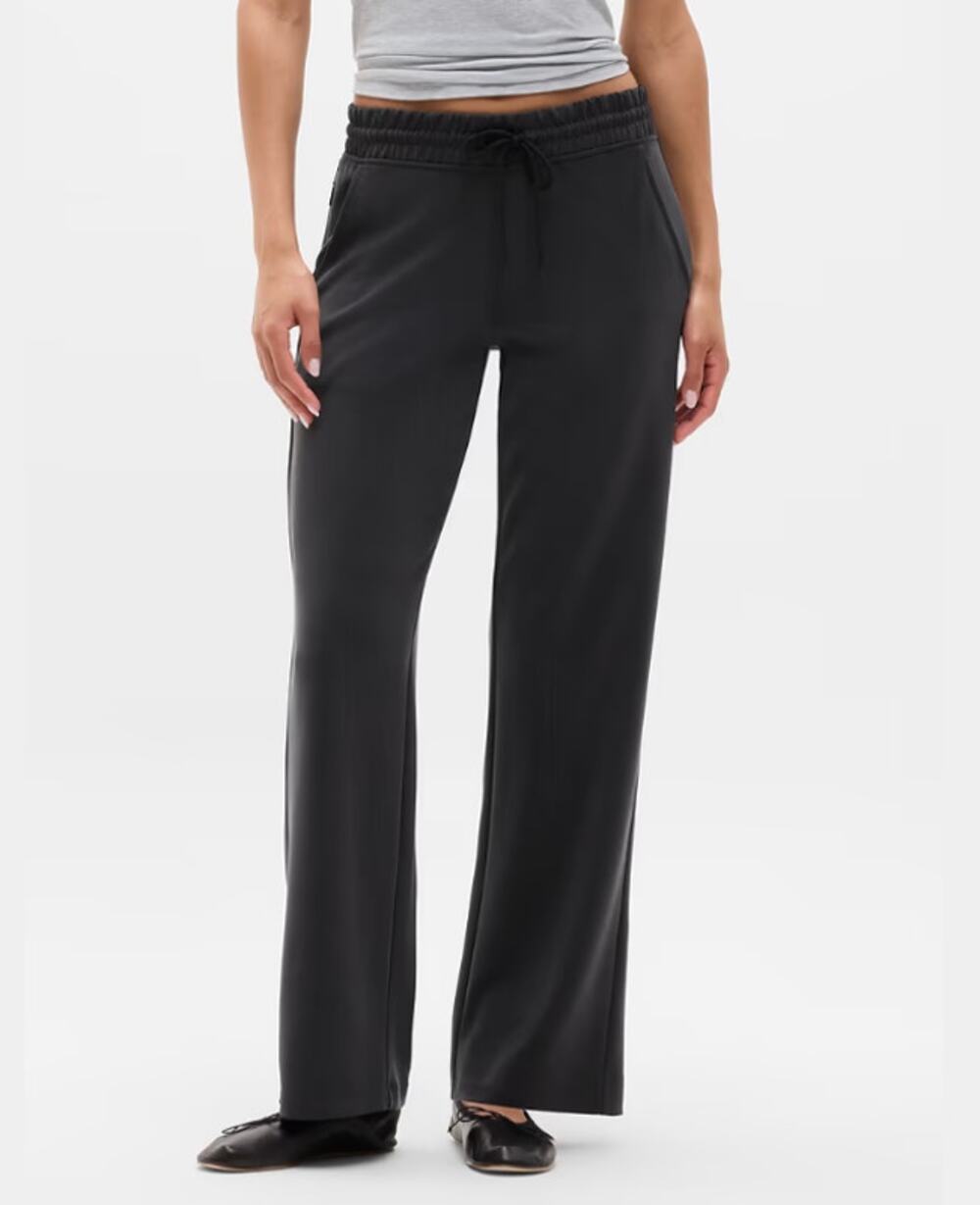 Athleta Seasoft Mid Rise Straight Leg Pants Washed Black Small